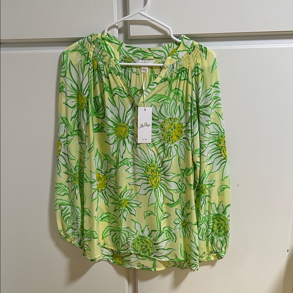 Lilly Pulitzer Elsa Silk Blouse in Sunbelievable XS NWT